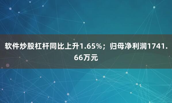软件炒股杠杆同比上升1.65%；归母净利润1741.66万元